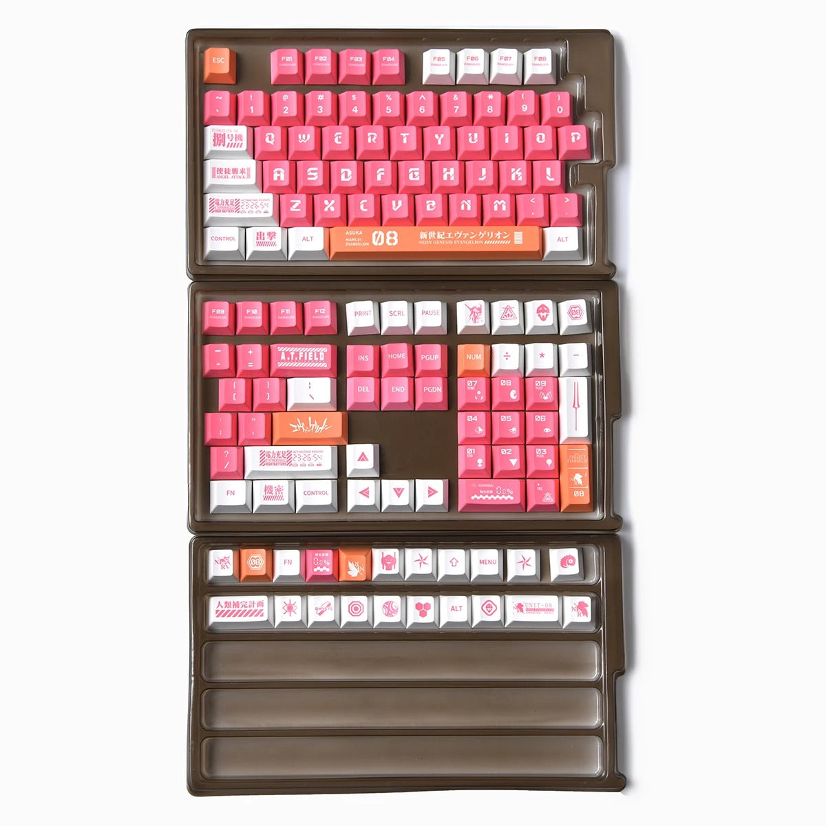 A keyboard accessory featuring the Eva-08 Keycap Set, perfect for any Evangelion fan.
