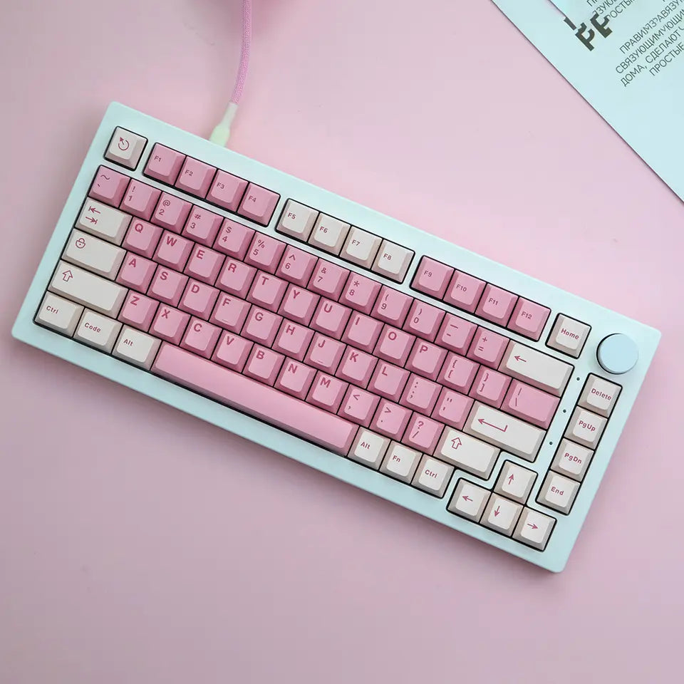 inverted pink and white keyboard setup