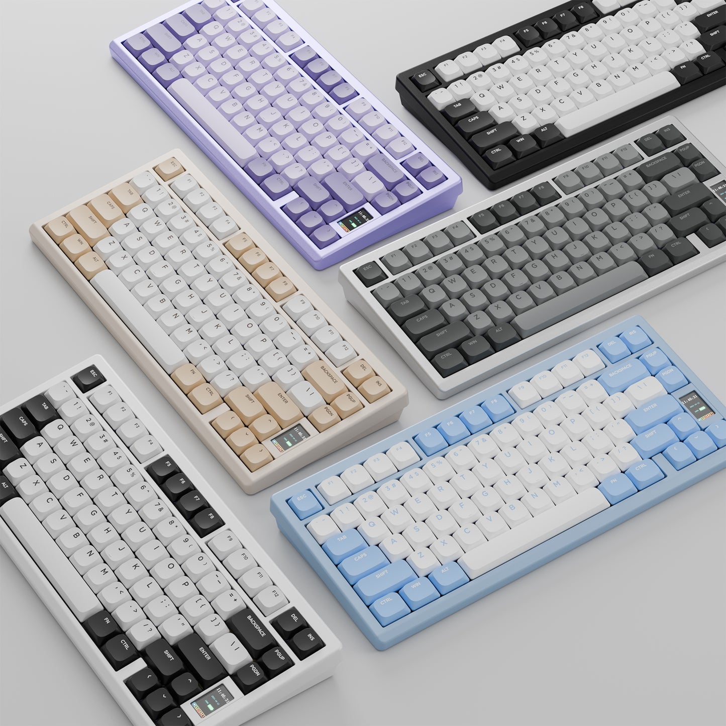 Chilkey ND75 LP Low-Profile Mechanical Keyboard - Aluminum Case, LCD Screen, RGB