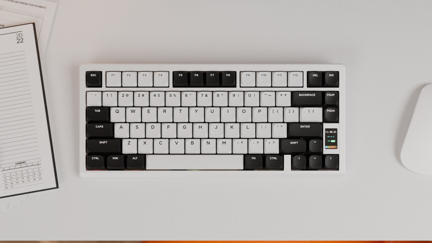 Chilkey ND75 LP Low-Profile Mechanical Keyboard - Aluminum Case, LCD Screen, RGB